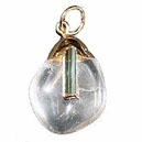 Pendentif Cristal de roche + Baguette de tourmaline noire