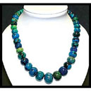 CAZCD Collier azurite Chrysocolle Chute lentilles 10x20mm 42cm