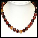 COLLIER AGATE RUBANNEE BOULES 12MM 42CM