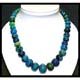 CAZCD Collier Azurite Chrysocolle chute lentilles 10x20mm 42cm