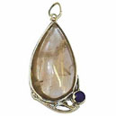 G524  Pendentif Goutte Quartz avec Rutile